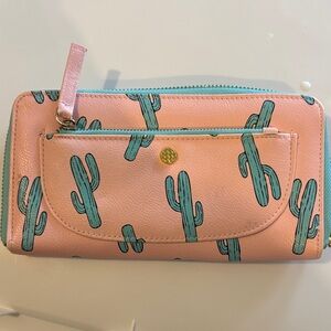 Pink Wallet with Cactus Print